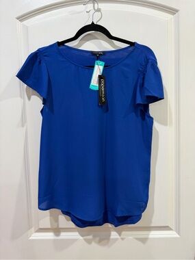 CeCe Cobalt Blue Flutter Sleeve Blouse